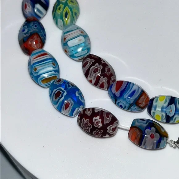 Vintage Murano Millefiori Italian Colorful Glass Graduated Bead Necklace - Picture 9 of 15